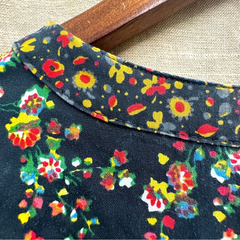 Anthropologie Black Floral Long-Sleeve Tiered Dress - Picture 11 of 16